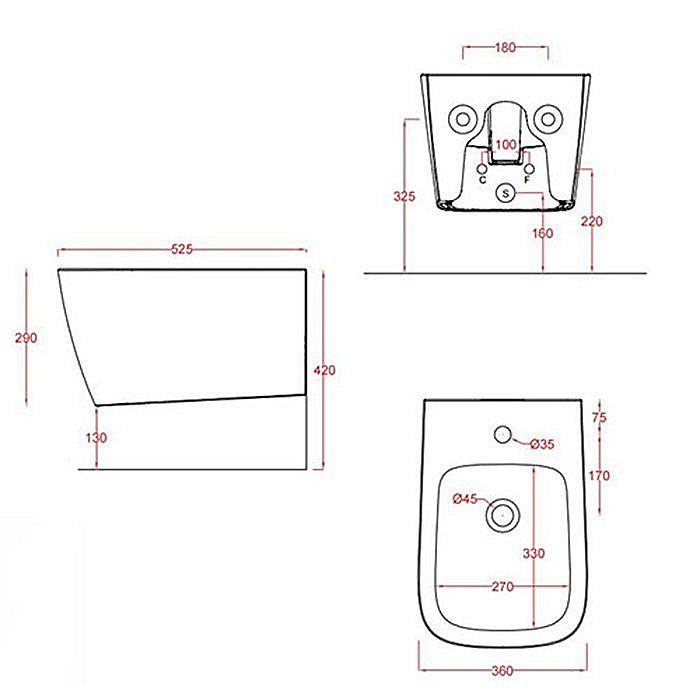 Биде подвесное Artceram A16 Grigio Oliva купить в интернет-магазине Sanbest