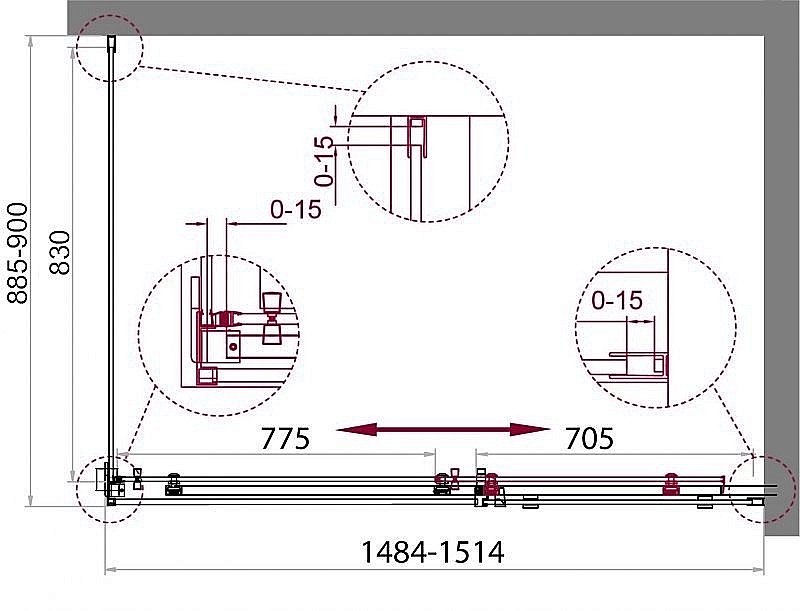 Душевой уголок BelBagno ACQUA AH-1 150x90 прозрачный/черный купить в интернет-магазине Sanbest