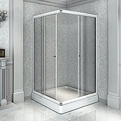 Душевой угол Радомир Дрим 90х100 стекло прозрачное/профиль белый правый купить в интернет-магазине сантехники Sanbest