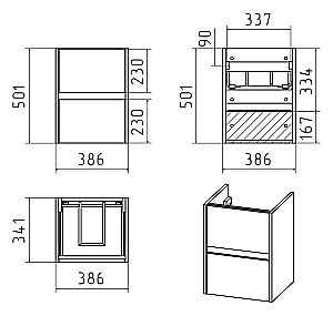 Тумба с раковиной Misty Алиса - 40 Э-Али01040-011П2Я белая для ванной в интернет-магазине Sanbest