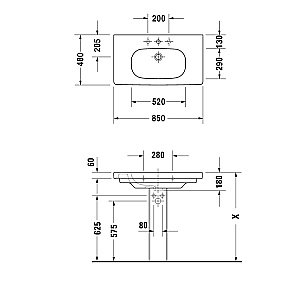 Раковина подвесная Duravit D-Code 85 3428500002 белая купить в интернет-магазине Sanbest