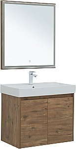 Тумба с раковиной Aquanet Nova Lite 75 с зеркалом, 2 дверцы дуб рустикальный для ванной в интернет-магазине Sanbest