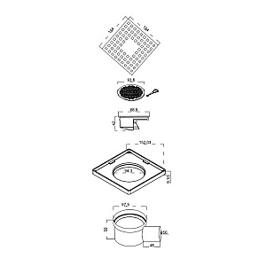 Душевой трап боковой Berges Trend 15х15 091002 хром глянец купить в интернет-магазине Sanbest