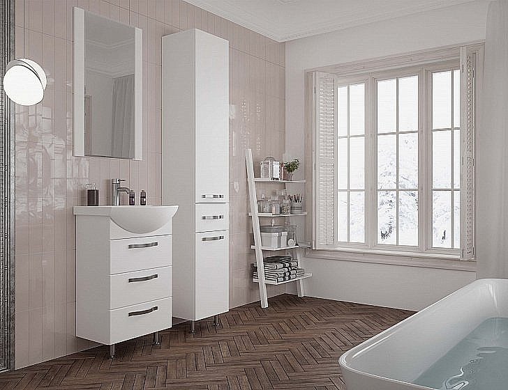 Зеркало Акватон Ария 65 белое в ванную от интернет-магазине сантехники Sanbest