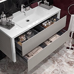 Тумба с раковиной Опадирис РУБИННО 00-00006372 120 серая глянцевая для ванной в интернет-магазине Sanbest