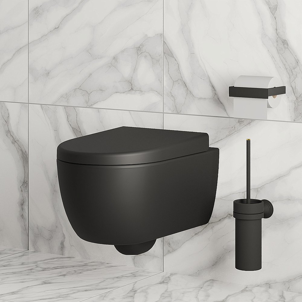 Унитаз подвесной Ambassador Abner 103T20201R безободковый, черный матовый купить в интернет-магазине Sanbest