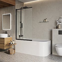 Шторка для ванны BelBagno LUCE-VF-11 100 стекло прозрачное/профиль черный купить в интернет-магазине Sanbest