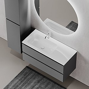 Тумба с раковиной Sancos Folk 100 FL100 Grey soft левая/правая для ванной в интернет-магазине Sanbest