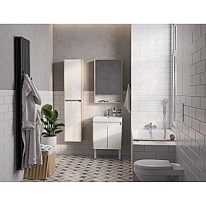 Тумба с раковиной Акватон Сканди Doors 55 белая/дуб верона для ванной в интернет-магазине Sanbest