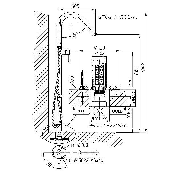 Смеситель для ванны PAINI Cox 78CR136 хром купить в интернет-магазине сантехники Sanbest