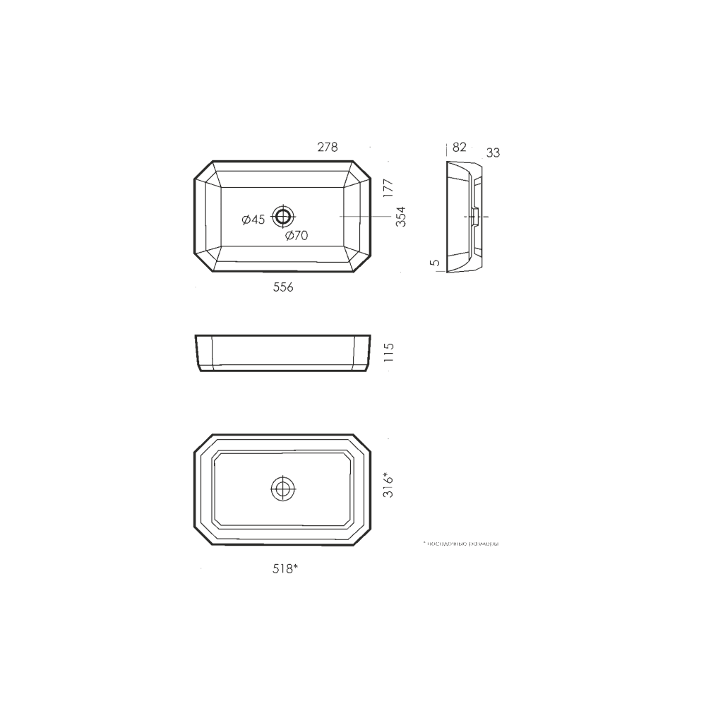 Раковина Sanita luxe Line 55 LINSLWB01 белая купить в интернет-магазине Sanbest