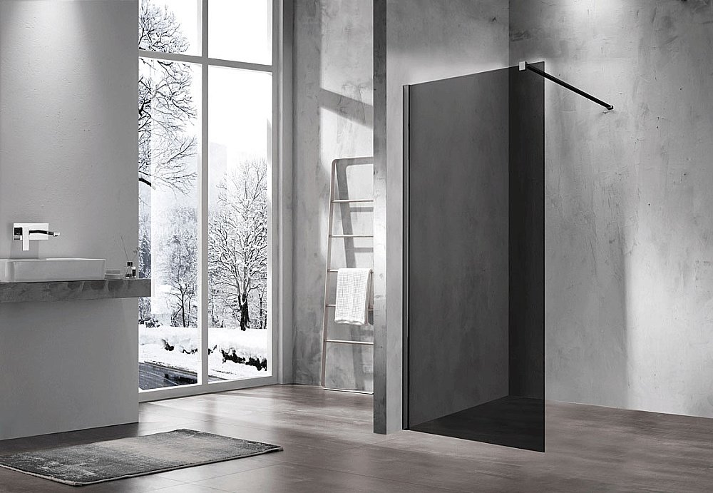 Душевое ограждение Vincea Walk-In 110 VSW-1H110CGB стекло тонированное/профиль черный купить в интернет-магазине Sanbest