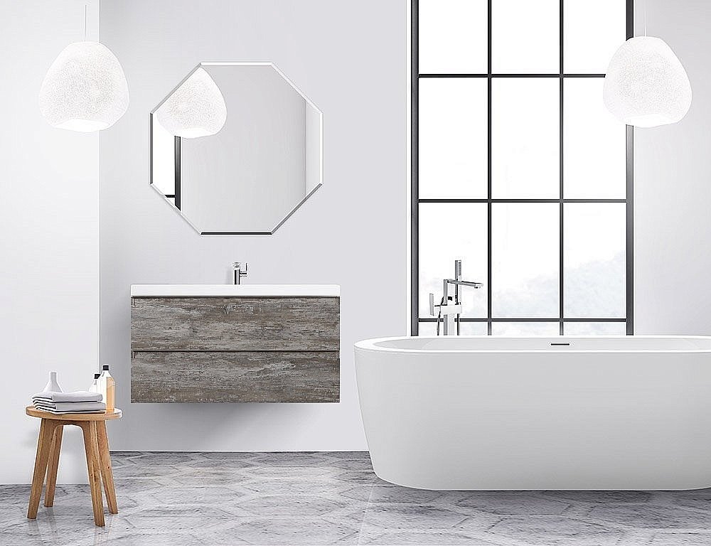 Тумба с раковиной Cezares Molveno 100 Legno Grigio для ванной в интернет-магазине Sanbest