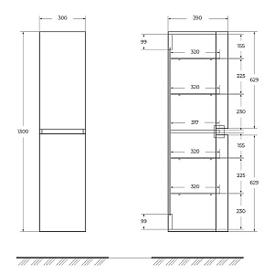 Пенал Cezares Vague 30 44322 Bianco lucido для ванной в интернет-магазине сантехники Sanbest