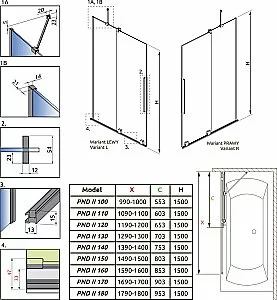 Шторка для ванны Radaway Furo PND II 120 стекло прозрачное/профиль хром купить в интернет-магазине Sanbest