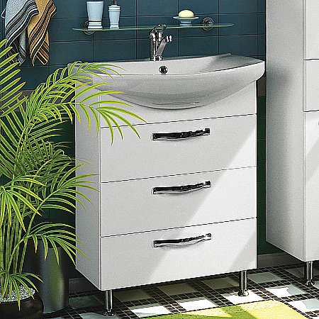 Тумба с раковиной Акватон Ария Н/Смайл 65 белая глянцевая для ванной в интернет-магазине Sanbest