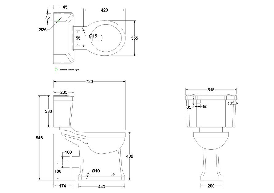 Унитаз Burlington Regal P12 51с бачком купить в интернет-магазине Sanbest