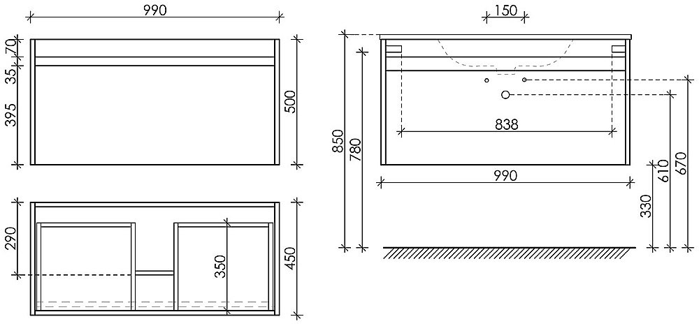 Тумба с раковиной Sancos Smart SM100W белый глянец для ванной в интернет-магазине Sanbest