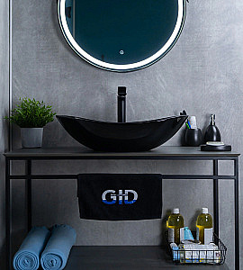 Раковина накладная Gid Lago 61 BL9811 53349 черная купить в интернет-магазине Sanbest