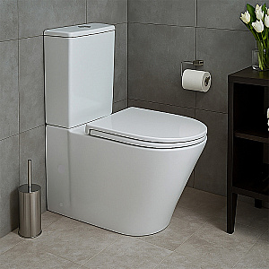 Унитаз напольный Azario Lander AZ-1299A белый, безободковый, с бачком, с крышкой микролифт купить в интернет-магазине Sanbest