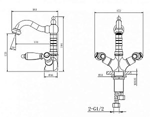 Смеситель для раковины Caprigo Adria Classic Black 03B-526-crm хром/черный купить в интернет-магазине сантехники Sanbest