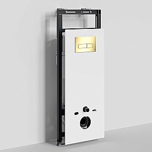 Инсталляция для унитаза WasserKraft Salm 27TLT.010.ME.WH.PG03 белая панель/кнопка золото глянец купить в интернет-магазине сантехники Sanbest