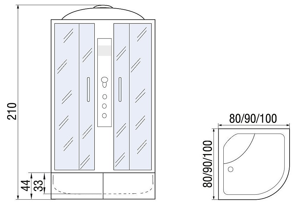 Душевая кабина RIVER DUNAY 90/44 МТ стекло матовое купить в интернет-магазине Sanbest