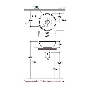 Раковина накладная Globo Lavabi d'arredamento 40 LAT41.BI*0 белая купить в интернет-магазине Sanbest