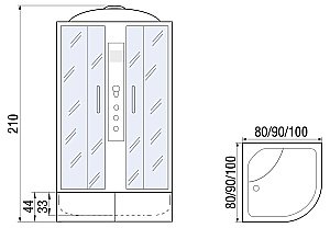 Душевая кабина RIVER DUNAY 90/44 МТ стекло матовое купить в интернет-магазине Sanbest