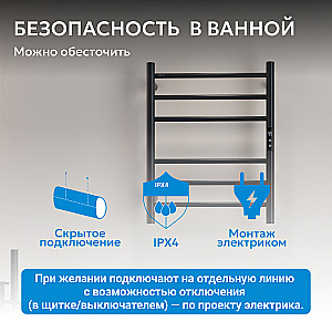 Полотенцесушитель электрический ABBER Standard AH4606MB черный матовый купить в интернет-магазине сантехники Sanbest