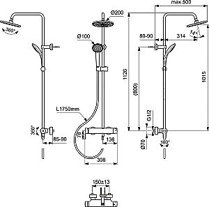 Душевая система Ideal Standard CERAFINE O BC750XG купить в интернет-магазине сантехники Sanbest
