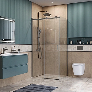 Душевой уголок BelBagno SOFT_CLOSE-2-AH-1 110х80 стекло прозрачное/профиль оружейная сталь купить в интернет-магазине Sanbest