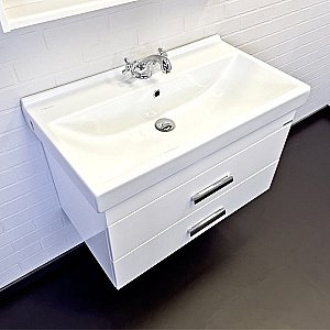 Тумба с раковиной Comforty Никосия 00-00011163 80 белый глянец для ванной в интернет-магазине Sanbest