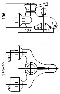 Смеситель для ванны и душа Cezares GIUBILEO-VM-02-бронза купить в интернет-магазине сантехники Sanbest