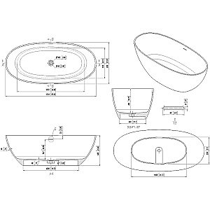 Ванна из искусственного камня Allen Brau Krion Neo Oval 2.35003.21 170x80 белая матовая купить в интернет-магазине Sanbest