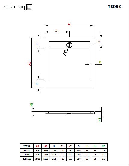 Душевой поддон Radaway Teos C 90x90 HTC9090-74 cemento купить в интернет-магазине Sanbest