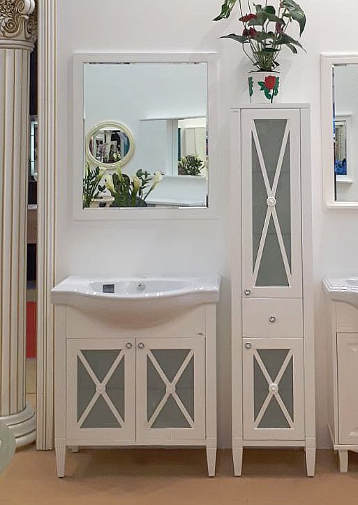 Пенал напольный Misty Анна 40,5 белый для ванной в интернет-магазине сантехники Sanbest