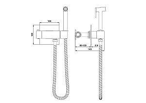 Смеситель с гигиеническим душем и термостатом встраиваемый WONZON & WOGHAND, Темный графит (WW-88819903-BGM) купить в интернет-магазине сантехники Sanbest