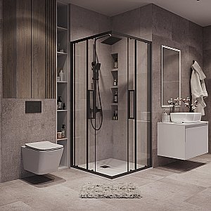 Душевой уголок Grossman Cosmo 300.K33.02.8080.21.00 80x80 стекло прозрачное/профиль черный матовый купить в интернет-магазине Sanbest