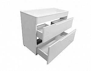 Тумба с раковиной Эстет Kare Luxe 80 напольная 2 ящика/любой цвет тумбы и раковины с блестками под заказ для ванной в интернет-магазине Sanbest