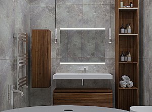 Тумба с раковиной Armadi Art Flat 80 темный дуб для ванной в интернет-магазине Sanbest