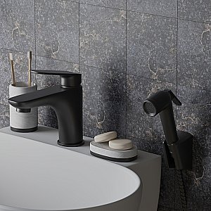 Смеситель для раковины PAINI Laguna LAYO205/574 с гигиеническим душем, черный купить в интернет-магазине сантехники Sanbest