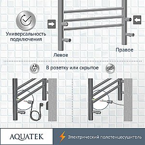 Полотенцесушитель Aquatek Альфа П10 50х90 AQ EL RRP1090CH хром купить в интернет-магазине сантехники Sanbest