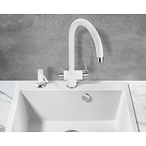 Смеситель для кухни Milacio Ultra MCU.554.WH белый/хром купить в интернет-магазине сантехники Sanbest