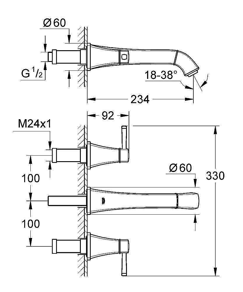 Смеситель для раковины Grohe Grandera 20415000 хром купить в интернет-магазине сантехники Sanbest