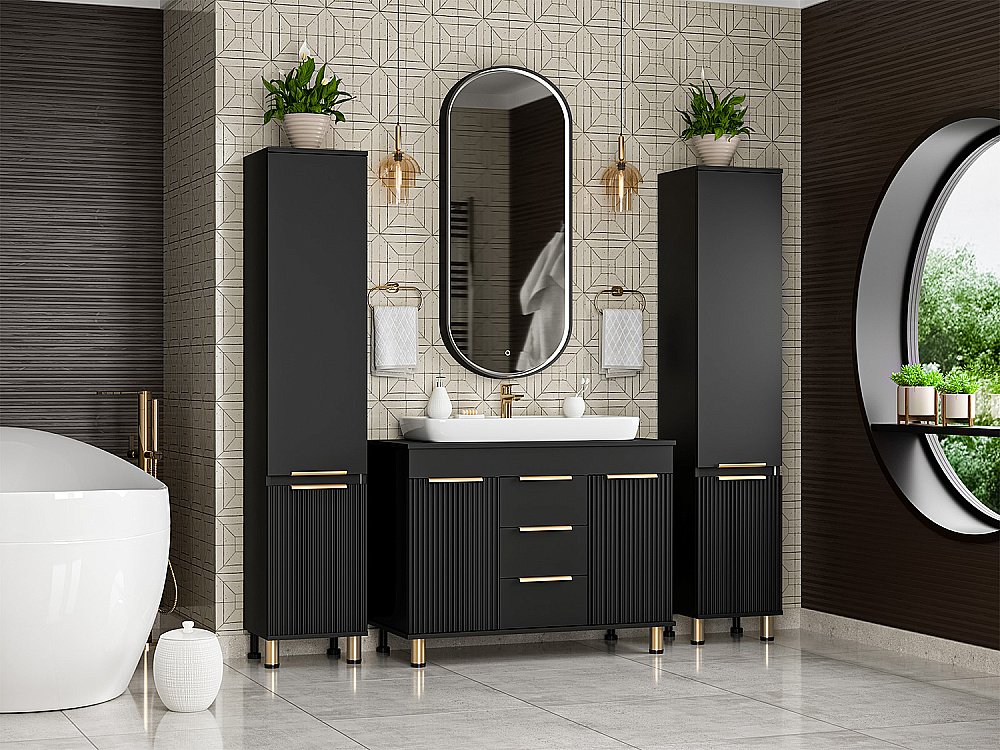 Пенал универсальный Misty ENFIDA 35 черный для ванной в интернет-магазине сантехники Sanbest