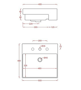 Раковина подвесная Artceram QUADRO Semincasso 50х48 купить в интернет-магазине Sanbest