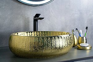 Раковина накладная Gid Lago 48 9030g 52234 золото купить в интернет-магазине Sanbest