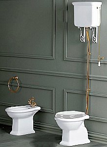 Унитаз SIMAS Lante LA01 с высоким бачком, белый/золото купить в интернет-магазине Sanbest