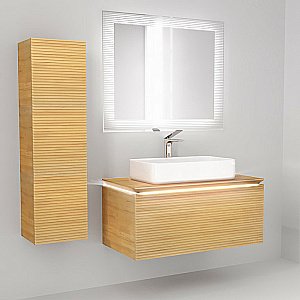 Тумба с раковиной Jorno Karat 100 бук светлый для ванной в интернет-магазине Sanbest